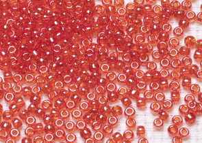 Бисер Япония круглый 11/0 10г 0109 светлый сиамский рубин, глянцевый прозрачный